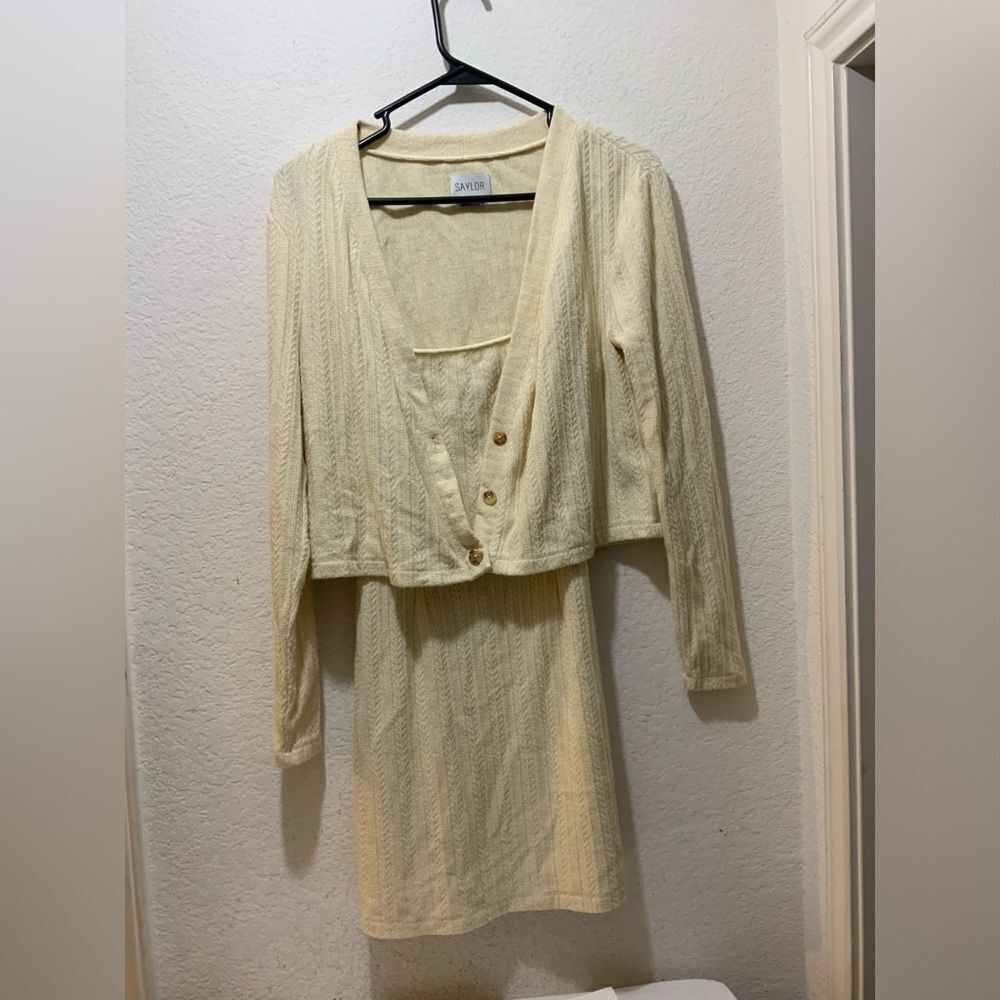 SAYLOR Tirzah Sweater Dress in Ivory XS - Picture 3 of 14